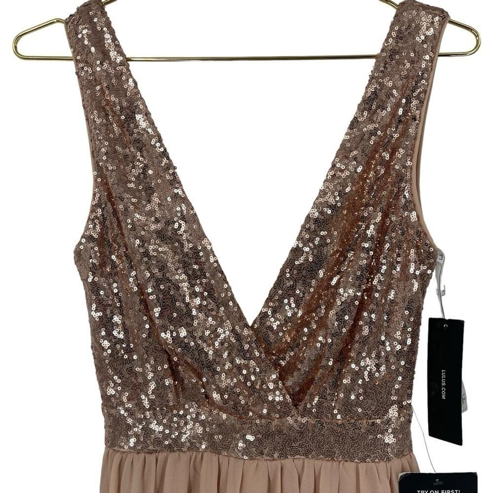 Lulus Elegant Encounter Gold Sequin Maxi Dress Size XS NWT. - Picture 2 of 6